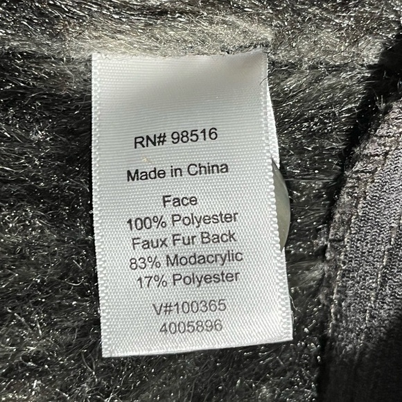 Coldwater Creek Metallic Faux Leather Fur Lined Jacket Pewter Relaxed Fit $230 - Picture 13 of 15